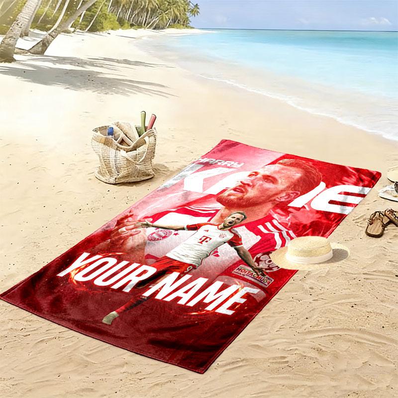 Custom Soccer Print Beach Towel, Large Soft Quick Dry Towel for Beach Camping Swimming