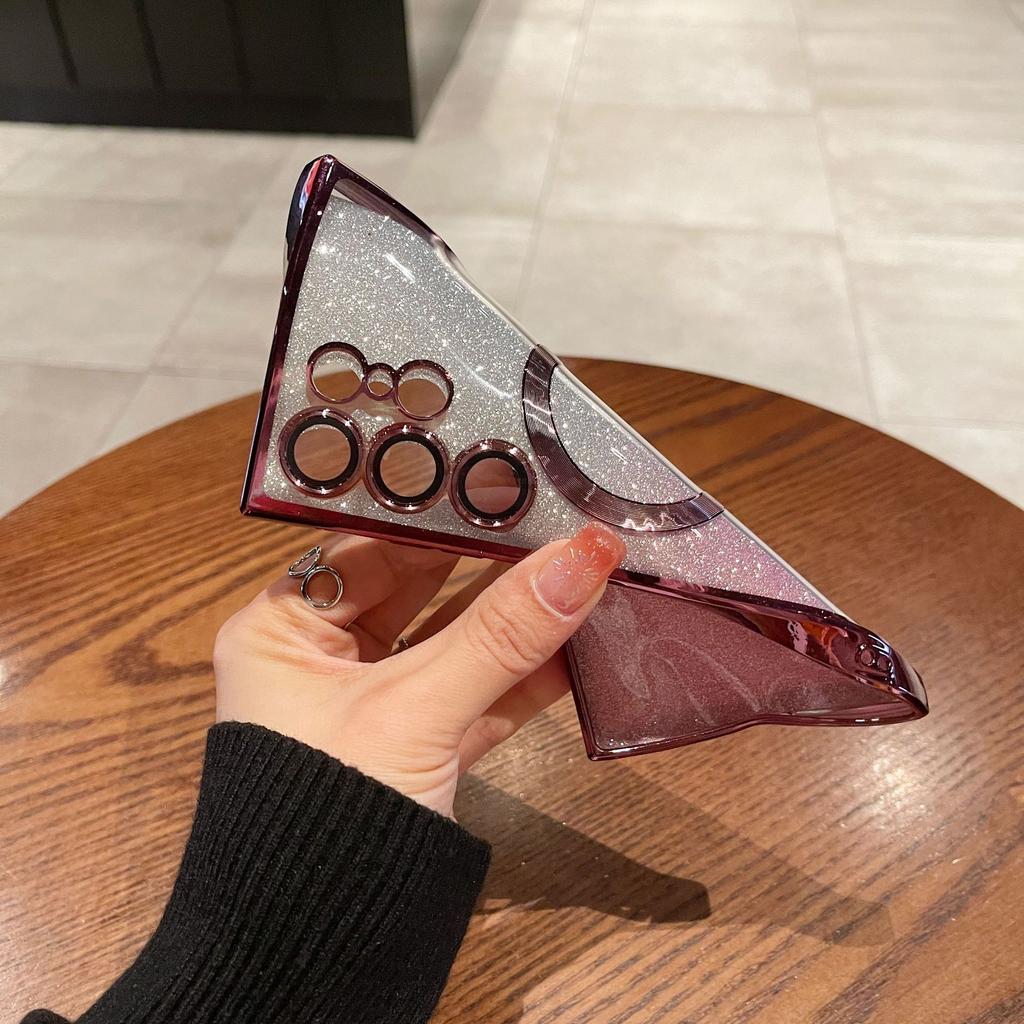 Gradual change glitter Suitable for Samsung S24Ultra mobile phone case electroplating magnetic suction S23 transparent anti-drop all-inclusive case
