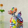 Resin Graffiti Balloon Dog Figurines Art Animals Statue Crafts Decor Item for Interior Home Desktop Decoration Painting Colorful