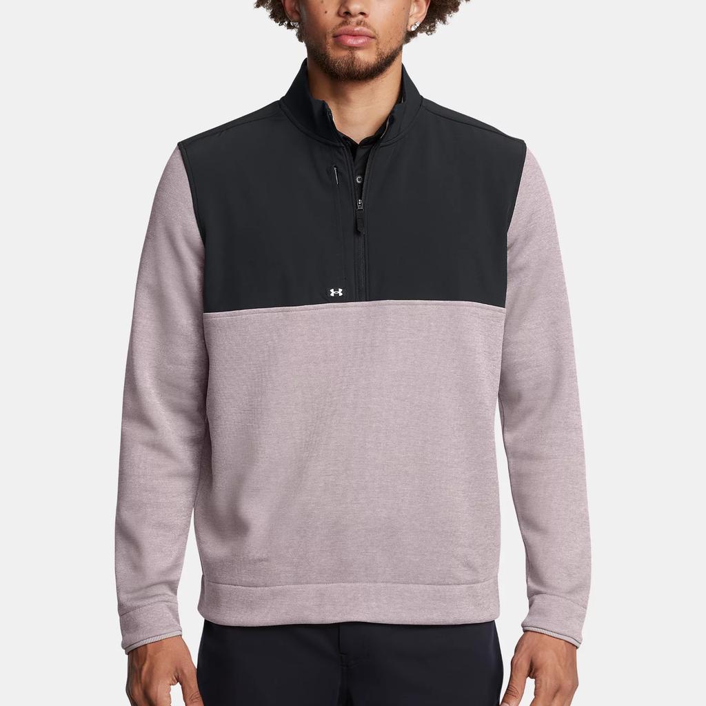 Under Armour Storm FW24 Drive Sweater Fleece Color Block Fashion Comfortable College Style Stand Collar Waterproof Hoodie Men Hoodie Gray 1387121-015