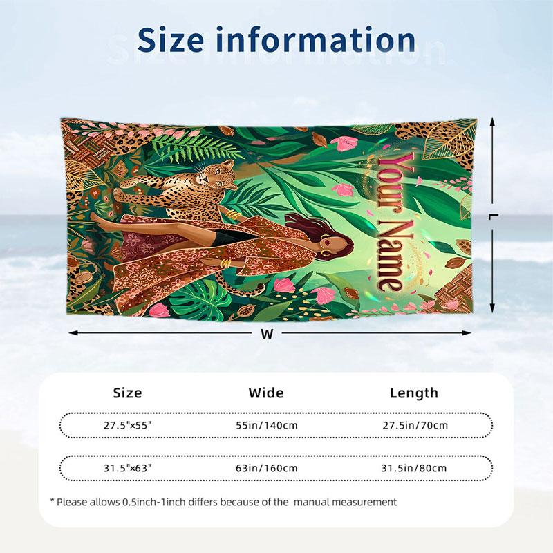 Adventure Journey Theme Beach Towel Personalized Custom Name & Text Soft Quick Dry Beach Towel for Swimming Travel