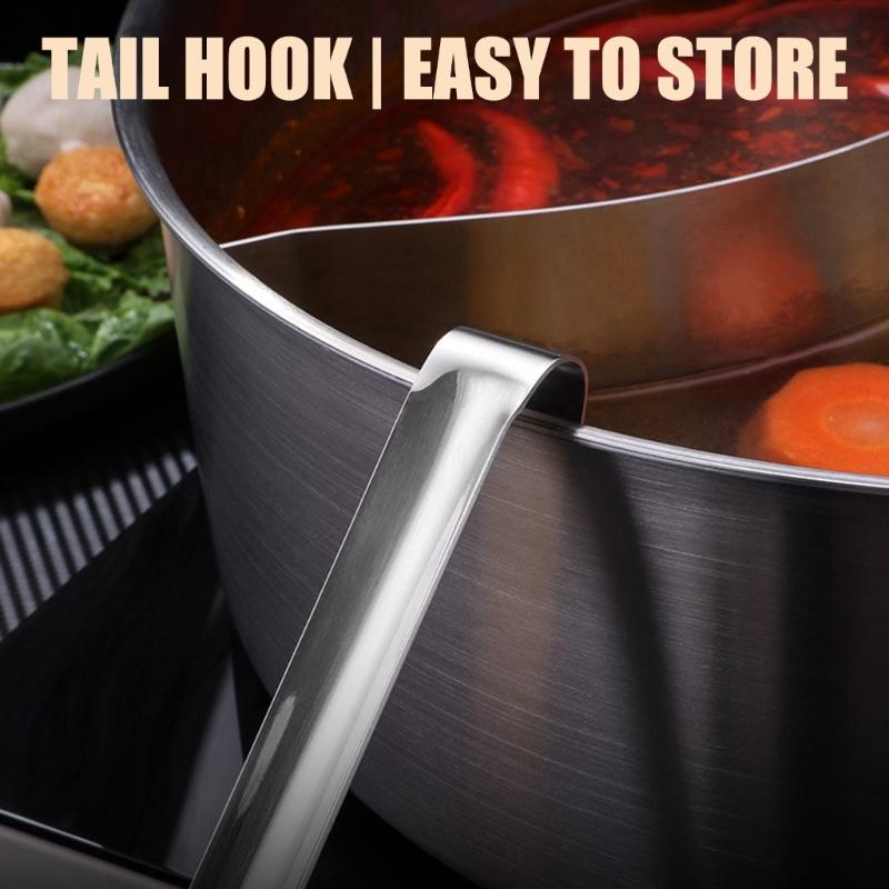 Multifunctional 304 Nonrust Steel Soup Ladles With Hanging Hook And Strainer For Cooking And Serving