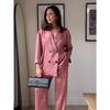 VAYLA Autumn Women Casual Blazer Coat Pants Set Long Sleeve Double Breasted Blazer + Wide Leg Trousers Lady Office Outfit