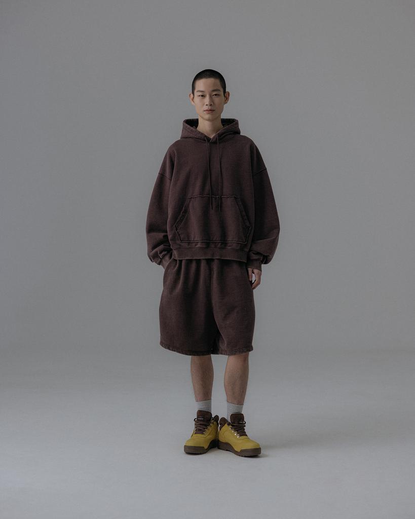 ANGLAN Heavyweight Washed Sweat Shorts - Brown