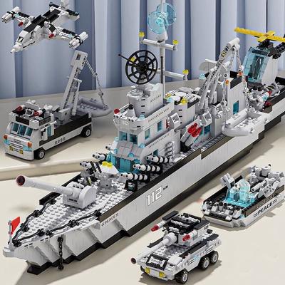 Grande Portaerei Navale Blocchi da Costruzione Nave da Guerra Militare Set Aeroplano Giocattoli di Costruzione Fai da Te per Bambini Regalo di Natale Compleanno