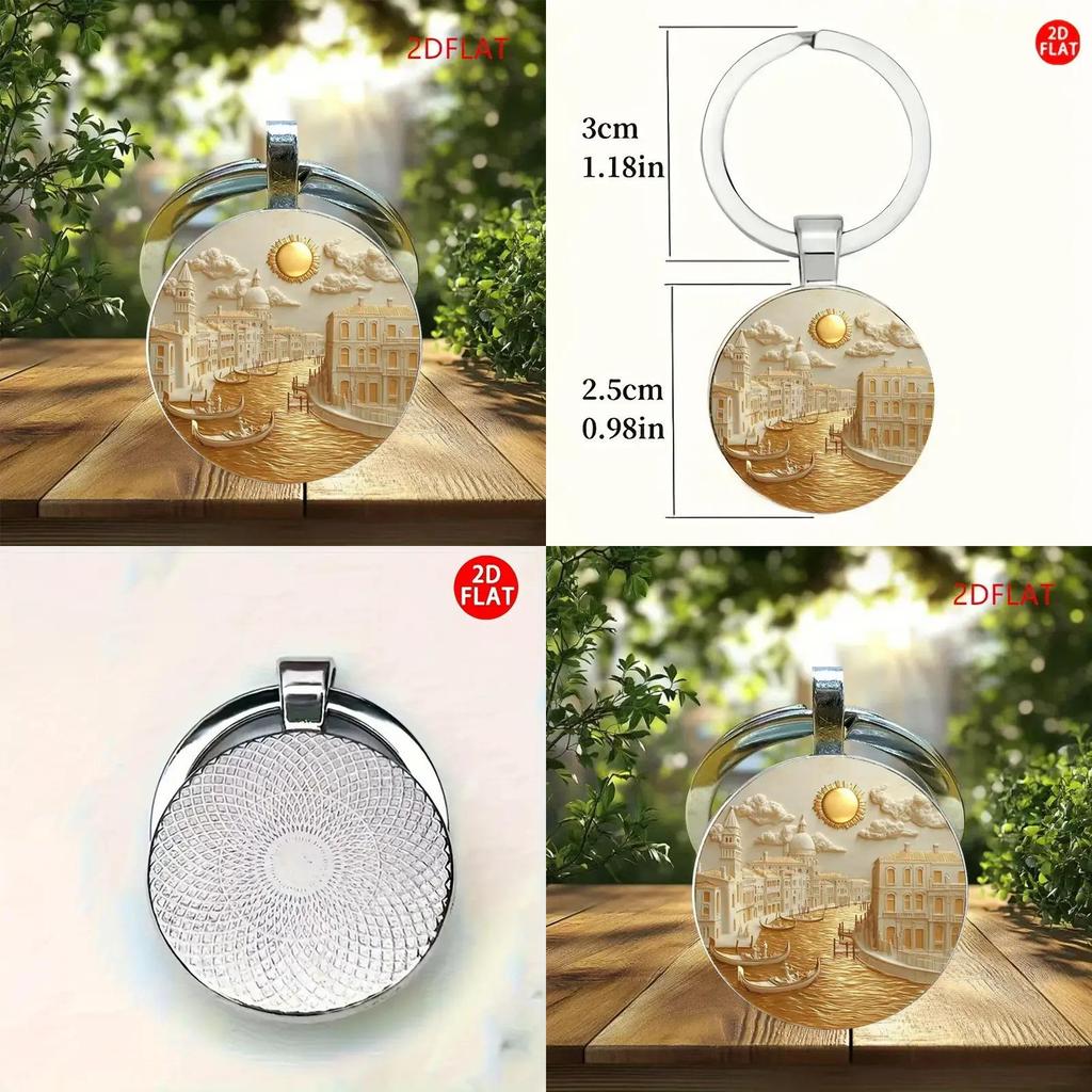 Anhänger Schlüsselanhänger aus Glas im Wasserkraftwerk-Thema mit Zinklegierungskonstruktion für Sammlergeschenk