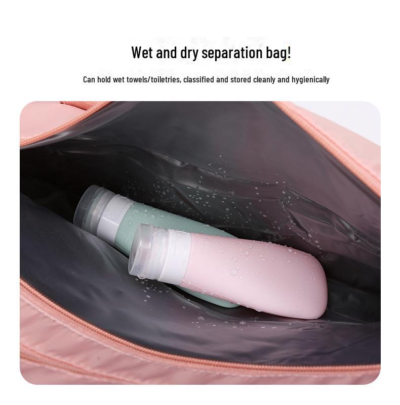 Tragbare, einfarbige Reisetasche mit Schuhfach, Trocken-/Nasstrennung, Messenger-Schultergurt, leicht für Schwimmen und Fitness