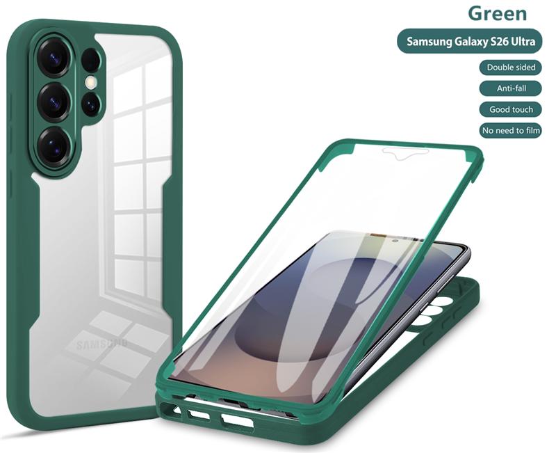 

360 Full Body Screen Protector Transparent Case For Samsung Galaxy S26 Ultra S25 Edge S24 Plus S23 FE S22 S21 5G Phone Cover For Galaxy S26 зелёный