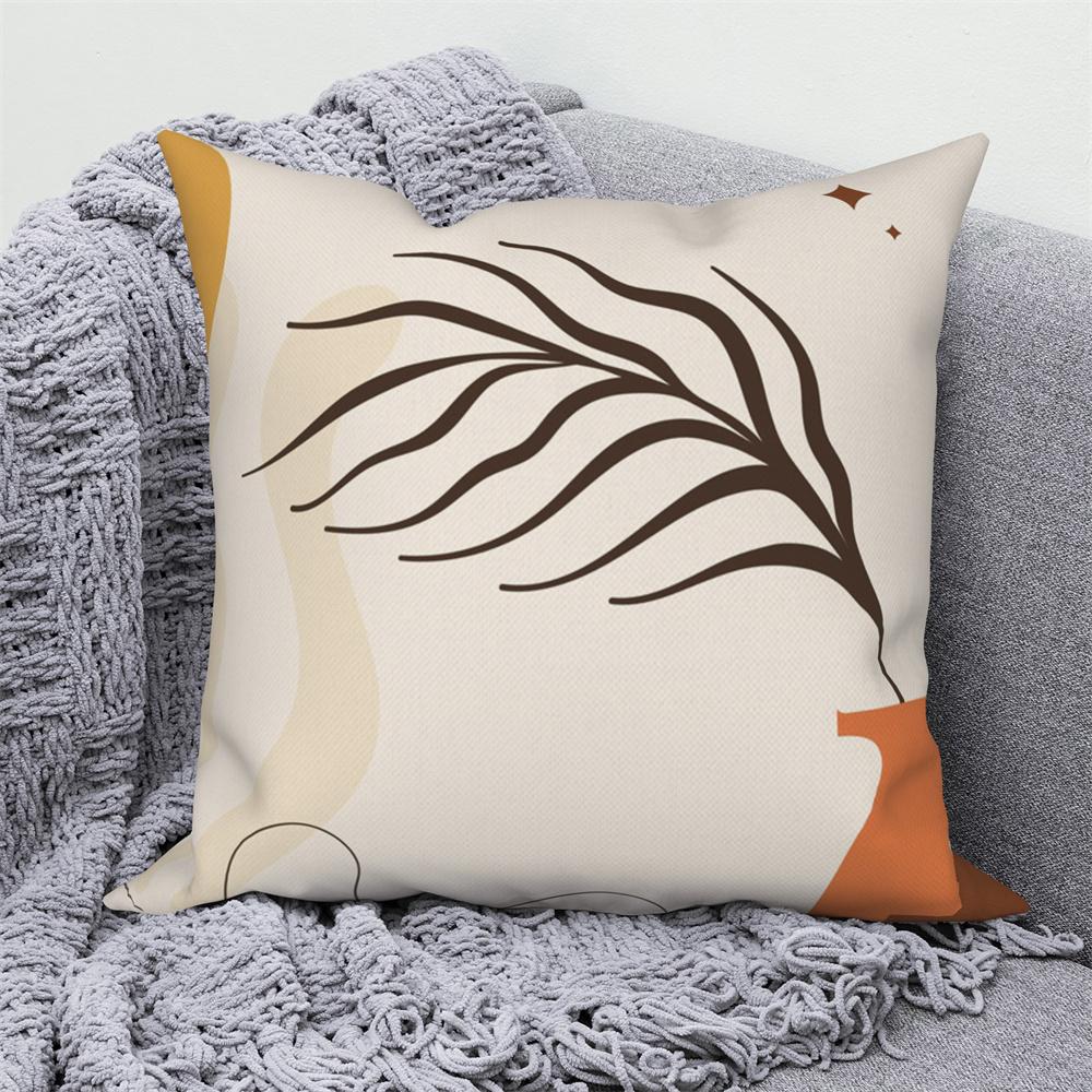 Home Sofa Office Cushion Pillowcase Wholesale  Nordic Style Abstract Plant Floral