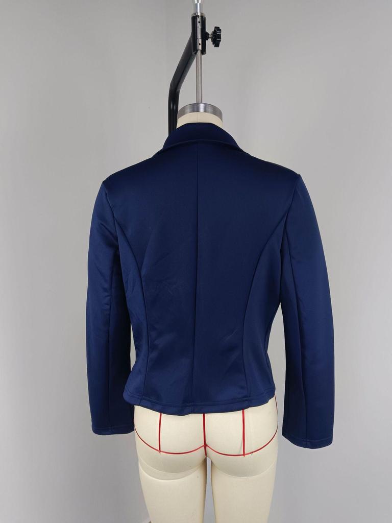 2026 Autumn Women's Slim Fit Long Sleeve Solid Color Blazer Jacket