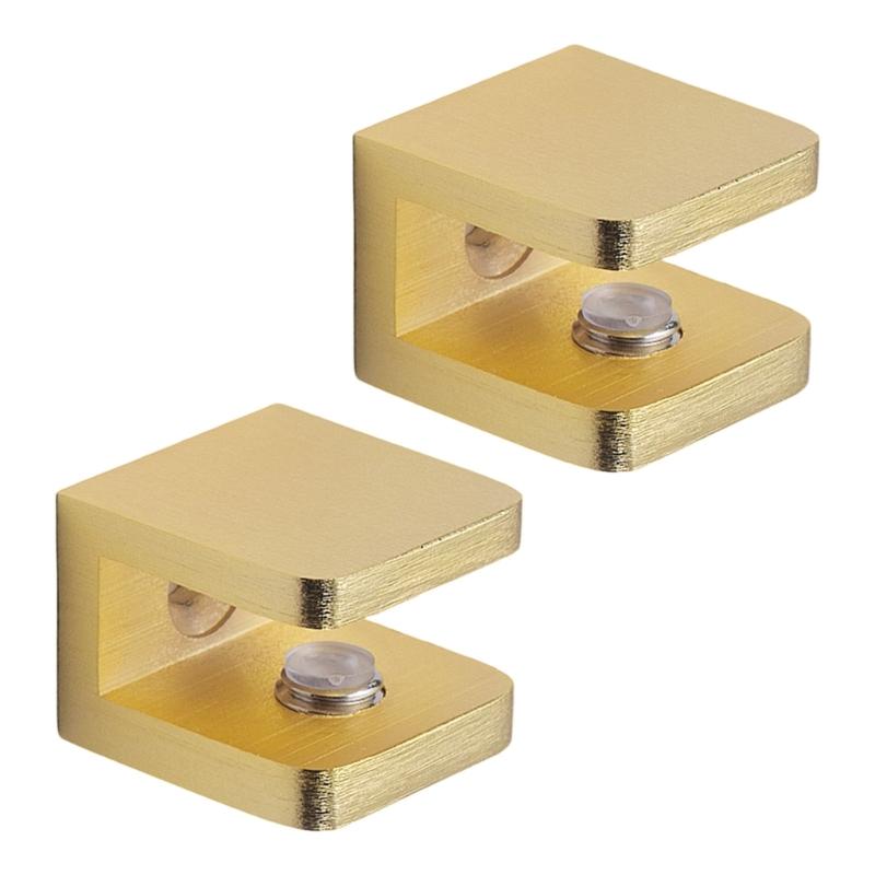 

2pcs Adjustable Glass Shelf Clamps Sturdy Copper Holders For Wine Cabinet Shelves Secure Antislip Design S