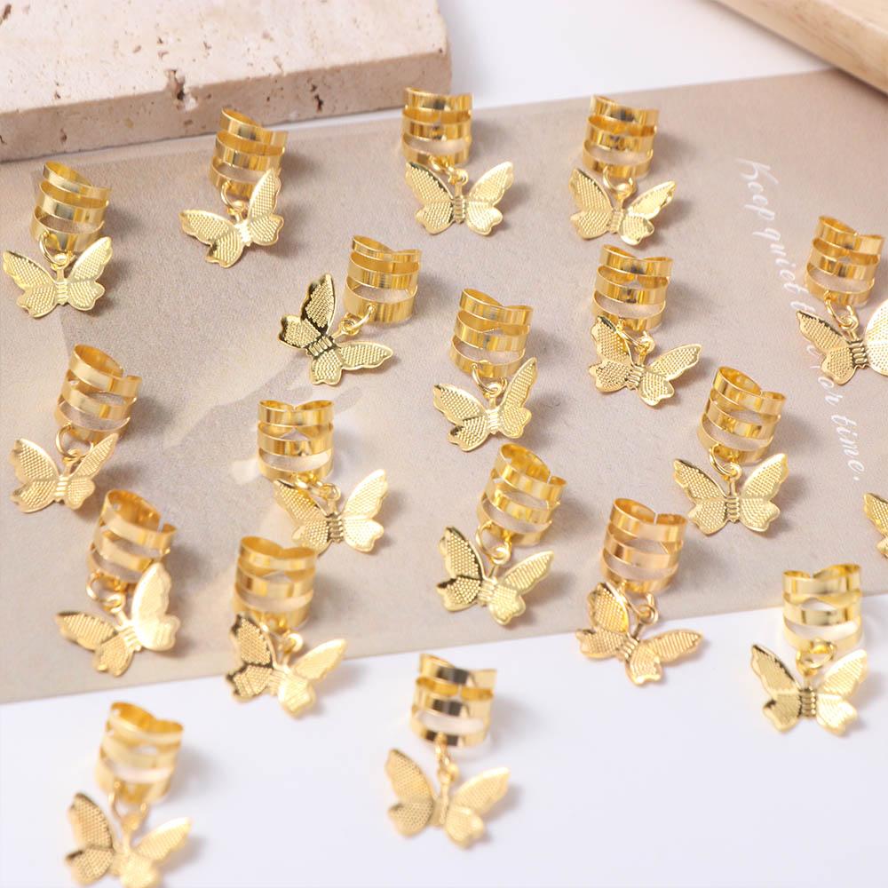 20Pcs Butterfly Hollow Out Hair Ring Dread Locks Hair Braid Tubes Dreadlocks Beads for Braids