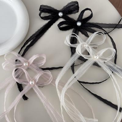 Haarspangen für Mädchen Frauen Schleifen Nadel Accessoires koreanisch Band neu in Krabben Fee Perle beliebt Vintage trendy Mode kpop
