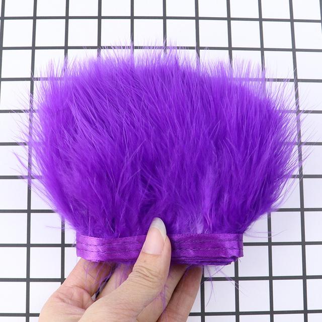 Feather8-10cm Fluffy Turkey Feather Trim On Ribbon – 1-10m Natural Feathers Fringe for Sewing, DIY Crafts, Wedding & Clothing Decor