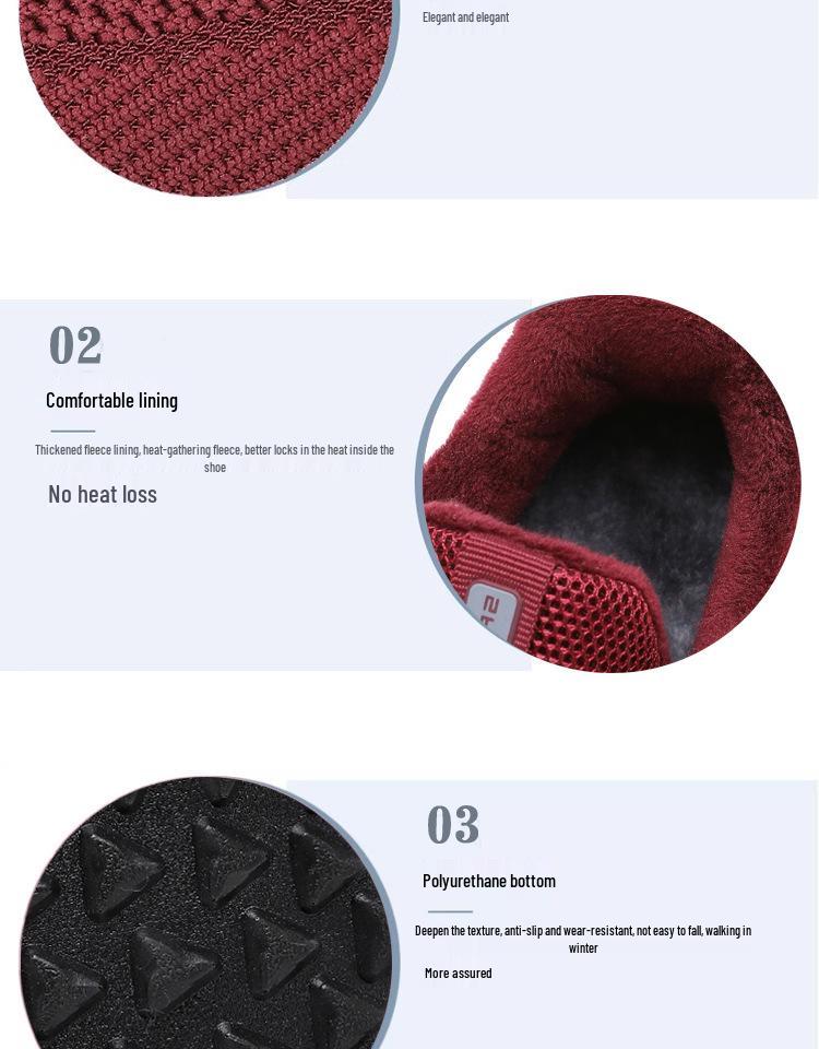 Winter Women's Plus Velvet Warm Non-Slip Flyknit Sports Shoes - Soft Sole for Mid-Aged & Elderly moms.