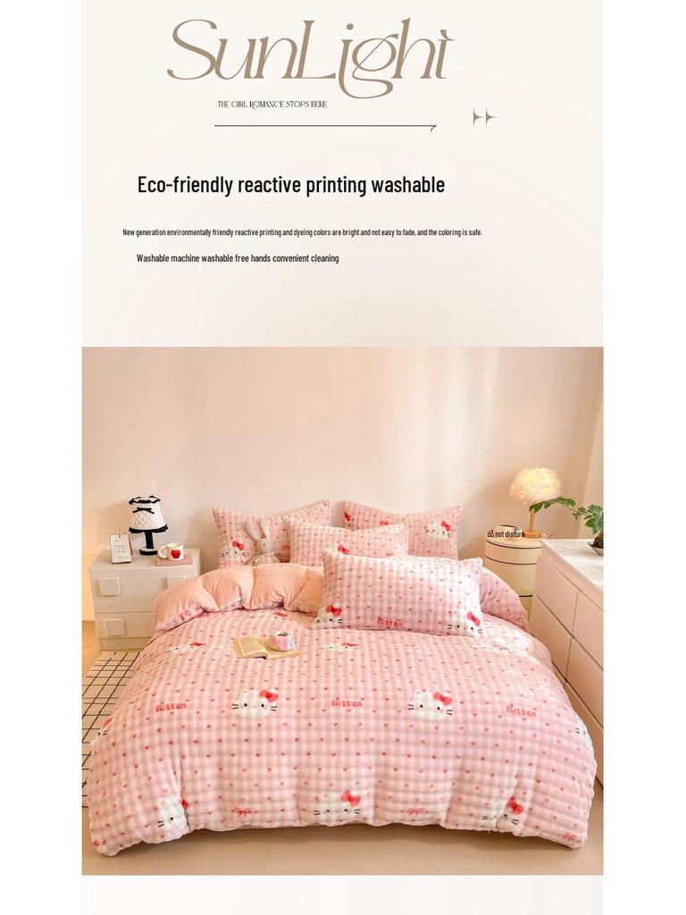 2025 Winter Fleece-Lined Velvet Bed Set: Thick Double-Sided Sheet & Duvet Cover, Dorm/Solo 3-Piece