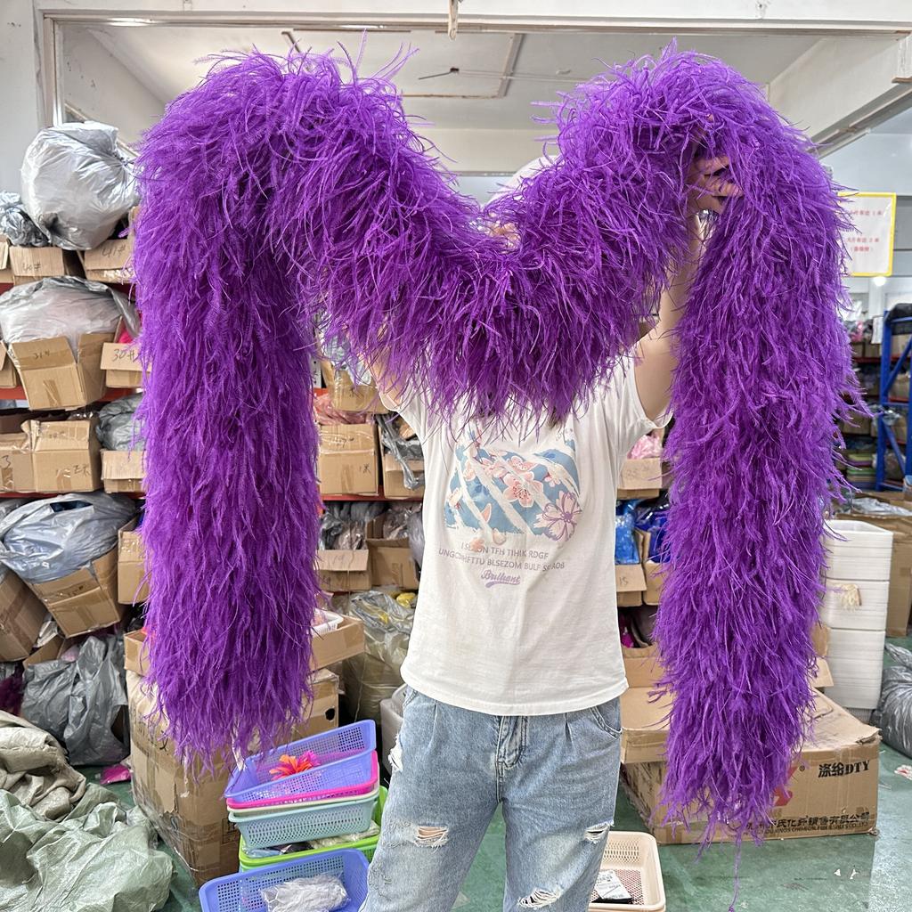 DIY Colorful Ostrich Feather Boa 6Ply Fluffy Shawl 0.5/1/2/3/4 Meter for Wedding Dress Carnival Performance Costume Party Decoration