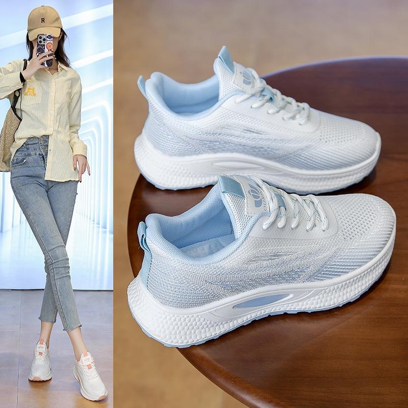 Autumn women's shoes student running sneakers women's, platform casual shoes ins breathable fly-woven women's shoes