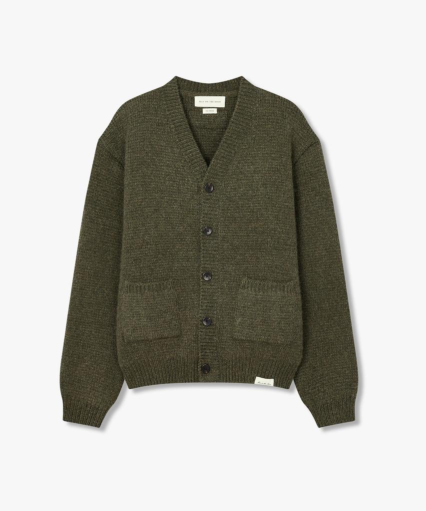 Man On The Boon Alpaca Blend Low Gauge Cardigan_Olive 4715313027