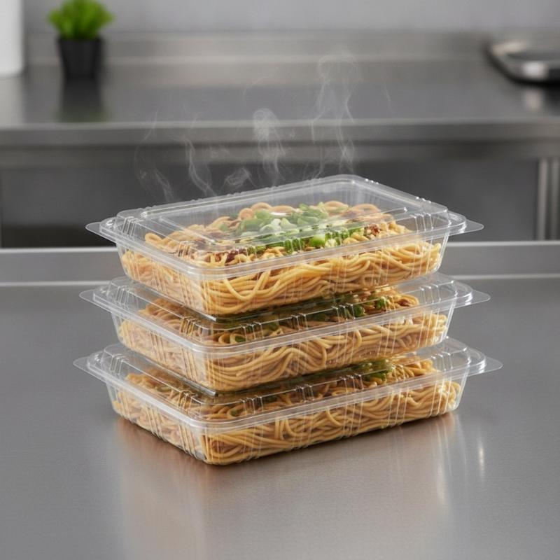 Paquete de 100 Cajas Desechables Transparentes para Llevar con Tapas de Cierre a Presión – Paquete Grande para Uso Comercial y Comida Callejera