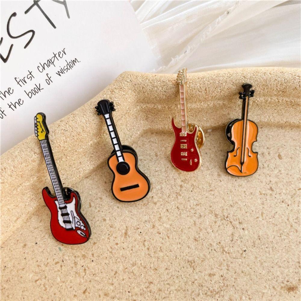 Electric Guitar Enamel Pin Musical Instrument Cute Enamel Pins Fashion Violin Pin Gift