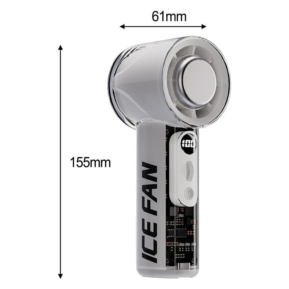 Portable Handheld Fan with 100 Speed Settings, USB Rechargeable Cooling, LED Display White