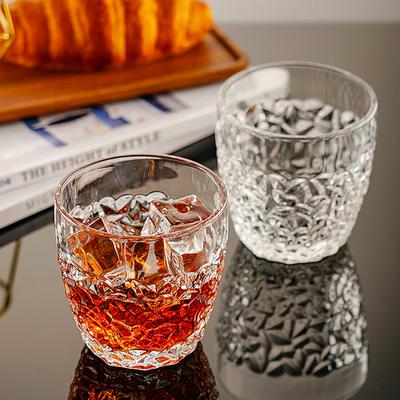 250ml/350ml Diamond Carved Glass Cup Luxury Whiskey Glass High End Cocktail Glass Home Drinking Glasses Heat-resistant Tea Cup