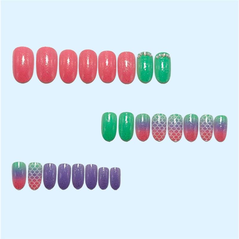 Dream Mermaid Wearing Nails Hot Girl Sweet Cool Ins Style European And American Fake Nails Finished Gradient Glitter Nail Polish