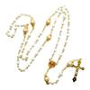 62KD Vintage Pearl Beads Rosary Necklace Jesus Christ Crucifix for Cross Pendant Necklaces for Women Jewelry Charm Prayer Gifts