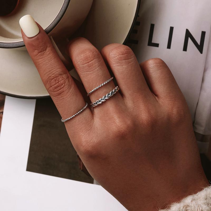 WOSTU 100% Real 925 Sterling Silver Rings New Desgin Simple Stylish Shape Rings Hot Fashion S925 Jewelry CQR574