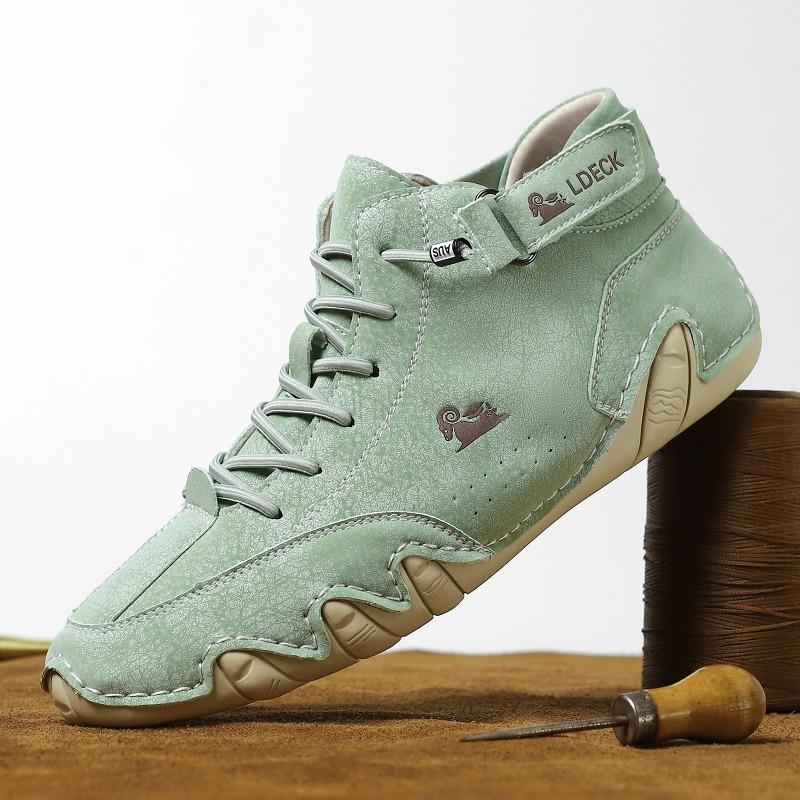 

Men s High Top Leather Casual Sneakers Non Slip Comfortable Ankle Boots 36 светло-зеленый
