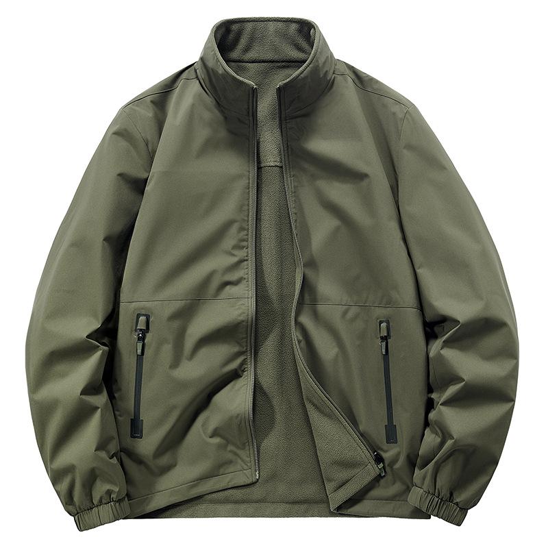 Autumn and Winter New Men's Double-sided Thickened Jacket Middle-aged and Young People Stand-up Collar Loose Large-size Top