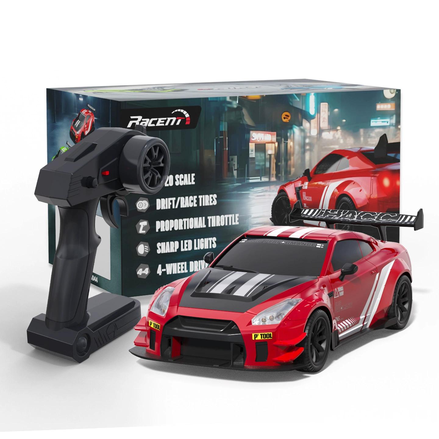 Coche de control remoto 4WD con luces, juguete de carreras para niños y adultos, coche de deriva rápido