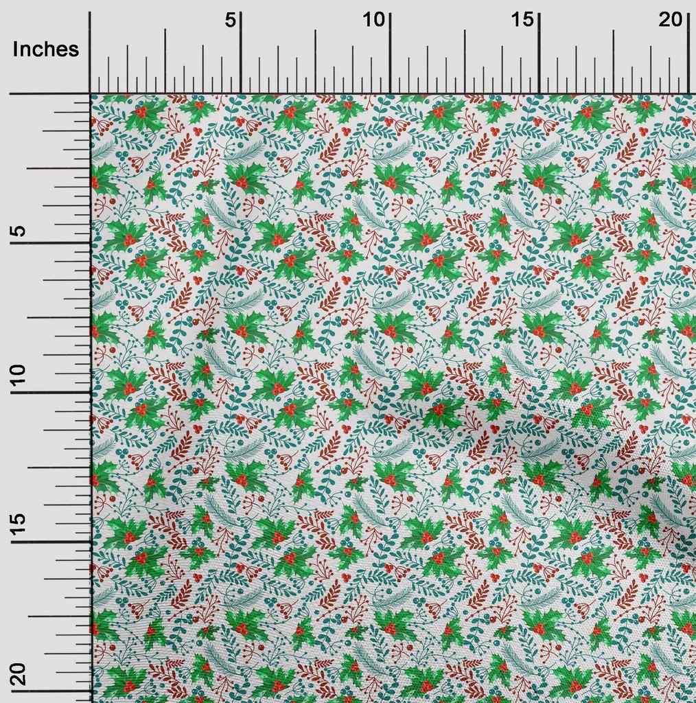 oneOone Cotton Flex White Fabric Merry Christmas Craft Projects Decor Fabric Printed By The Yard 40 Inch