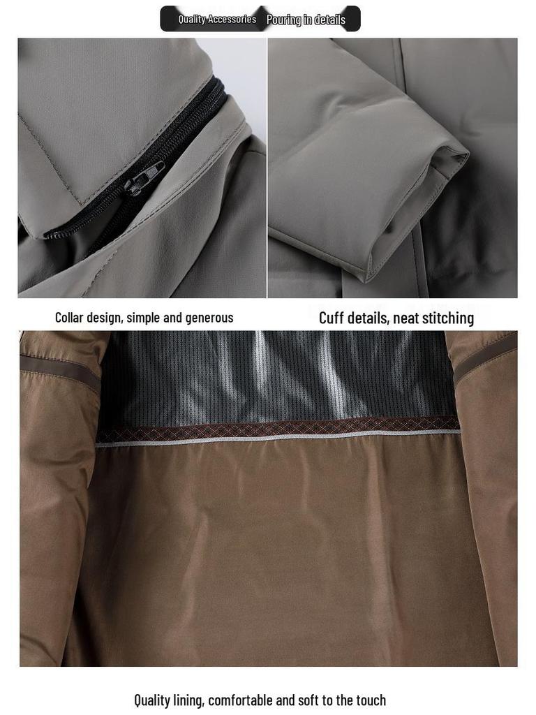 Men's 2025 Winter Business Casual Down Jacket - Hooded, Cold-Proof, Warm White Duck Down for Middle-Aged Men