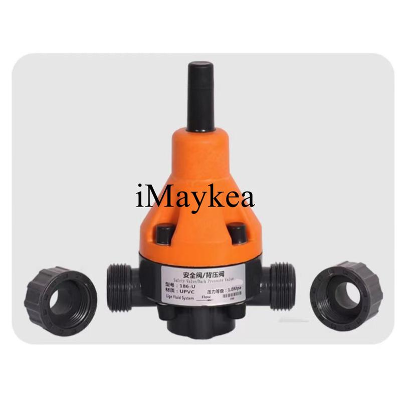 Pipe ID 25mm UPVC 3/4" DN20 Safety Valve Back Pressure Manual Wheel PTFE Seat Union Type