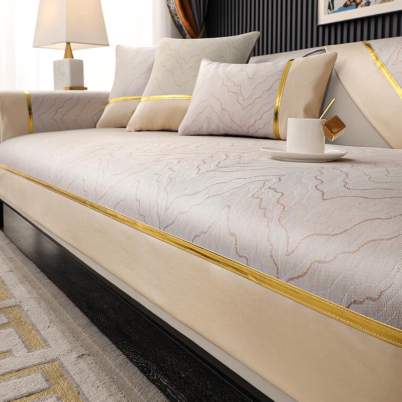 New Gold Edge Sofa Cushion Cover Fabric Seat Cushion Household Modern Simple Non Slip Sofa Towel Universal Four Seasons
