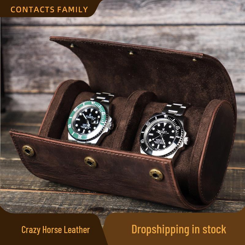 Retro Leather Travel Watch Box - Drop-Proof, Portable Storage for Mechanical Watches