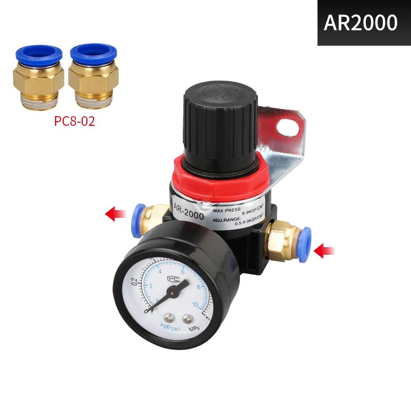 AR2000 AR3000 G1/4'' 6mm 8mm 10mm 12mmAir Control Compressor Pressure Relief Regulator Valve with Fitting