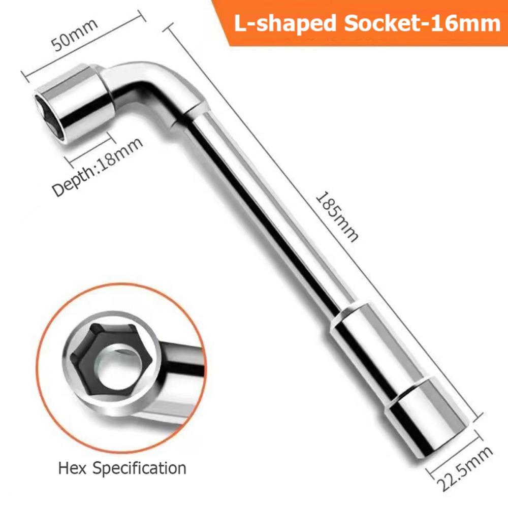Chrome-vanadium Steel L-shaped Socket Wrench 6-19mm Hex Adapter Spanner Practical Hand Tool