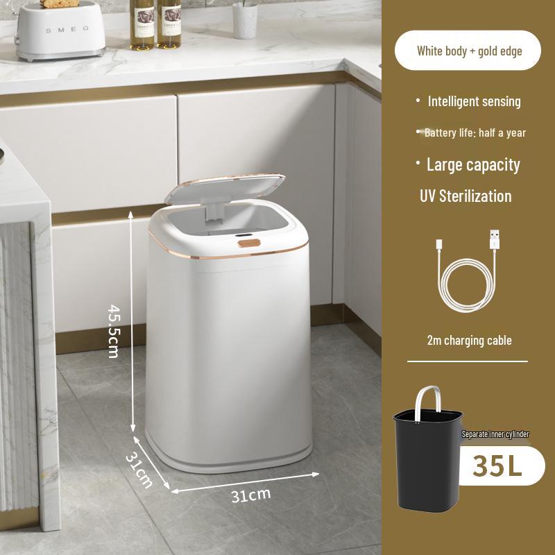 Automatic Smart Induction Trash Can for Home – Large Capacity for Living Room, Kitchen, Bathroom