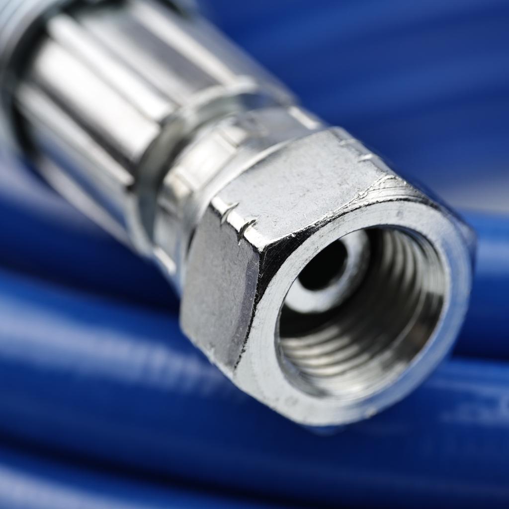 Rosfix TPU Fiber Paint Sprayer Hose 10m Blue – Durability and Flexibility | Maximum Pressure 228 Bar | Swivel Connectors