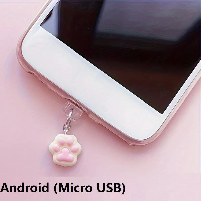 Cute Claw Diamond Phone Dust Plug Phone Accessory Pendant Decoration for IPhone Type-C Charging Interface SJFCS03