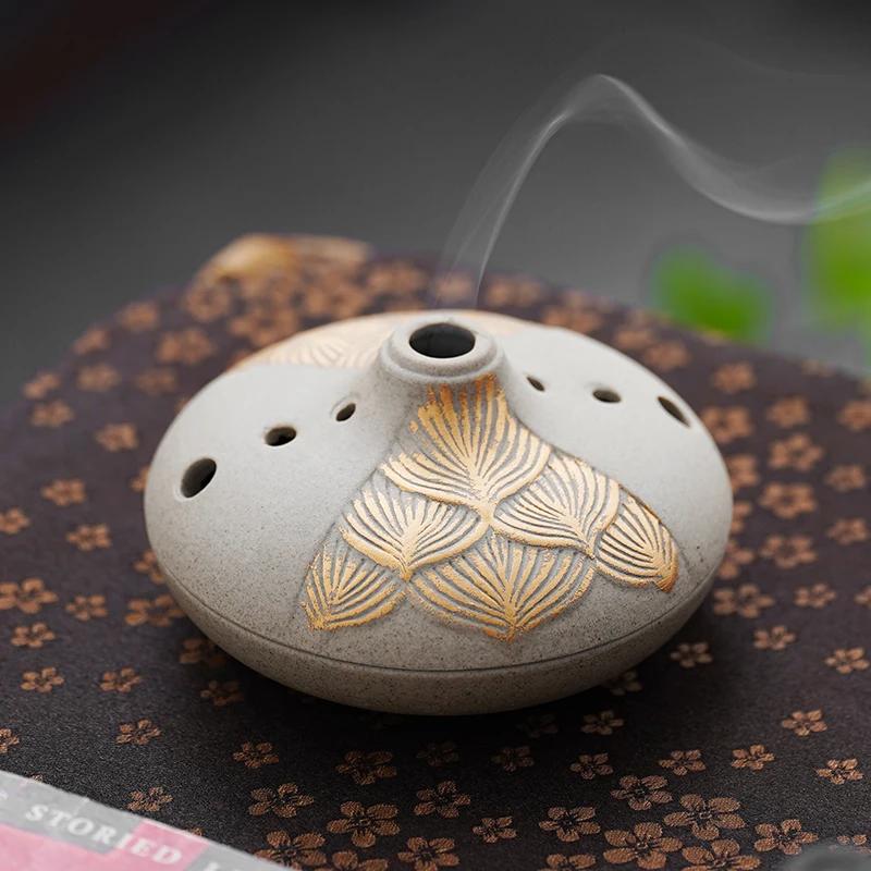 Incense Burner Tao Sha Tea Dish Incense Burner Wormwood Mosquito Repellent Household Indoor Creative Aromatherapy Stove