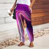 Women Abstract Printing Pants Lace Up Elastic Waist Loose  Trousers Casual Long Pants Trousers with Pockets