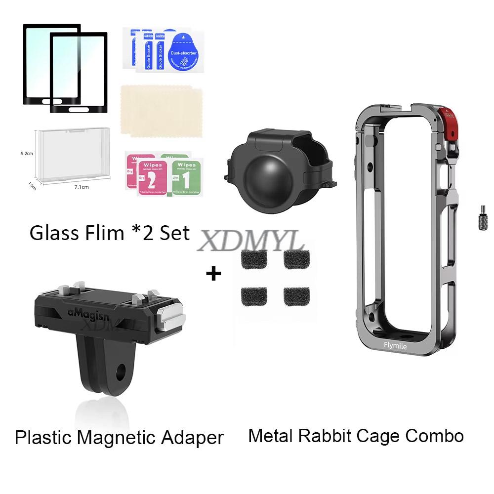 Aluminum Alloy Protective Case For Insta360 X5 Camera Frame Rabbit Cage With Silicone Lens Cover Cold Shoe and 1/4" Threads