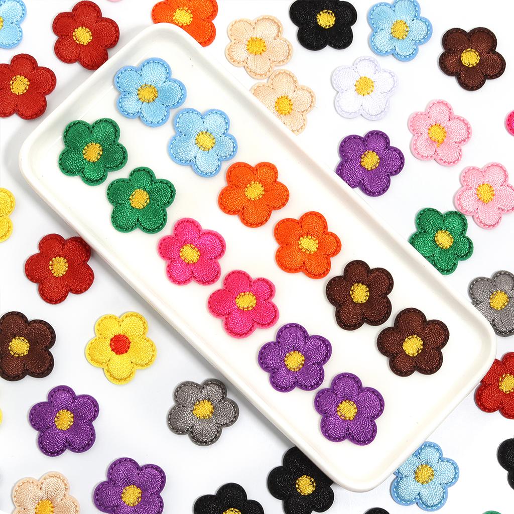 10Pcs Mini Flower Appliques Colorful Embroidery Cloth Patches Sticker DIY Crafts Clothing Headwear Dress Bags Sewing Accessories