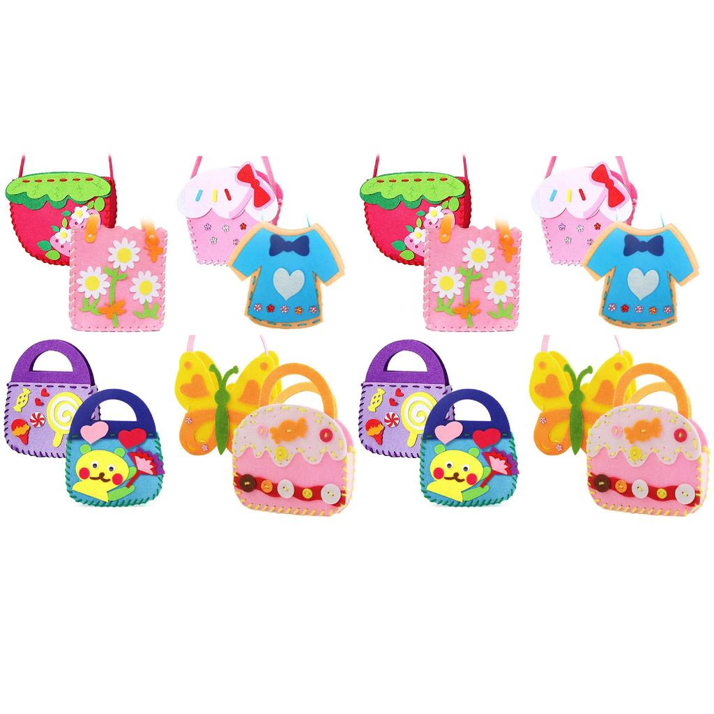 8/16pcs children's sewing set DIY felt bag set early education craft set with safety needle and thread felt sewing bag set