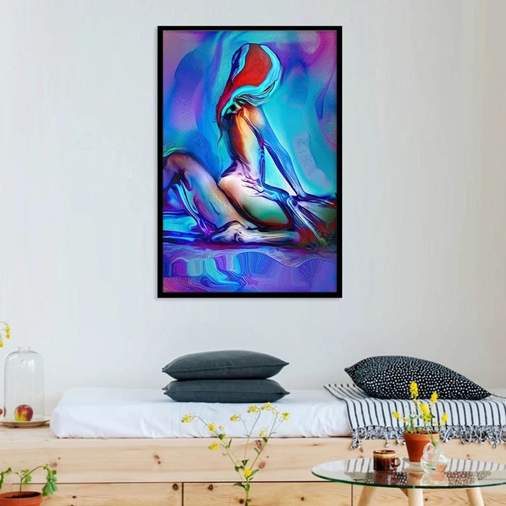 Sexy Mann Kvinne Akvarellplakat Lerretsmaleritrykk Abstrakt kunstdekorasjon Veggmaleri For moderne hjemmerom Veggdekor uten ramme
