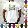 Men's Vintage Texture Print Short Sleeve T Shirt Loose Fit Casual Summer Daily Top Crew Neck Lightweight Breathable Fabric